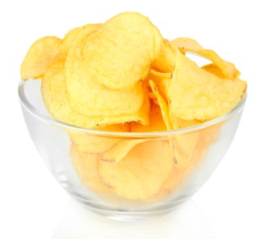 patates cipsi cam kapta beyaz izole
