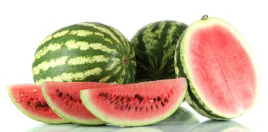 Olgun karpuz üzerinde beyaz izole