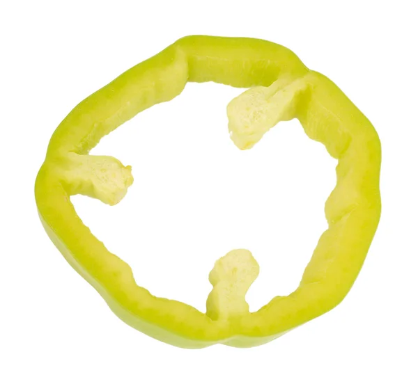Frische grüne Paprikascheibe isoliert auf weißem Papier — Stockfoto