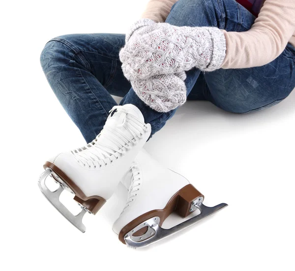 Beyaz izole paten giymiş skater — Stok fotoğraf