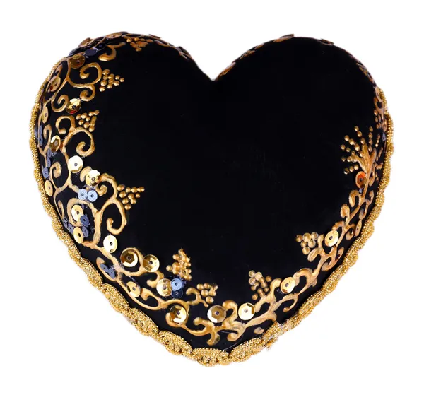 Corazón negro decorativo, aislado en blanco — Foto de Stock