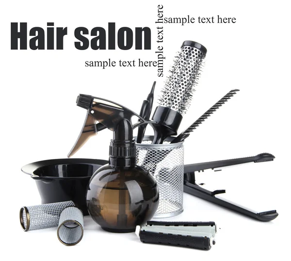 专业美发师工具，白色隔离 — 图库照片