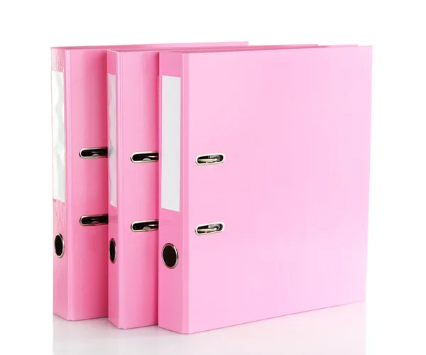 Cartelle rosa, isolate su bianco — Foto Stock