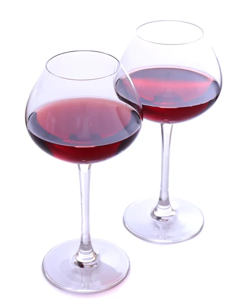 Wineglasses with red wine, isolated on white — Stock Photo, Image