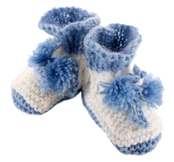 Crocheted booties for baby, isolated on white — Stock Photo, Image