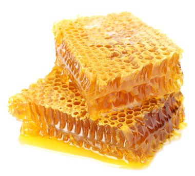 Tatlı ballı bal petekleri, beyazda izole edilmiş