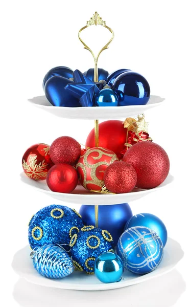 Noel süslemeleri tatlı stand, üzerinde beyaz izole