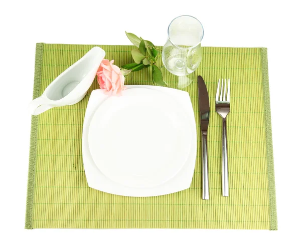 Table setting on a bamboo mat — Stock Photo, Image