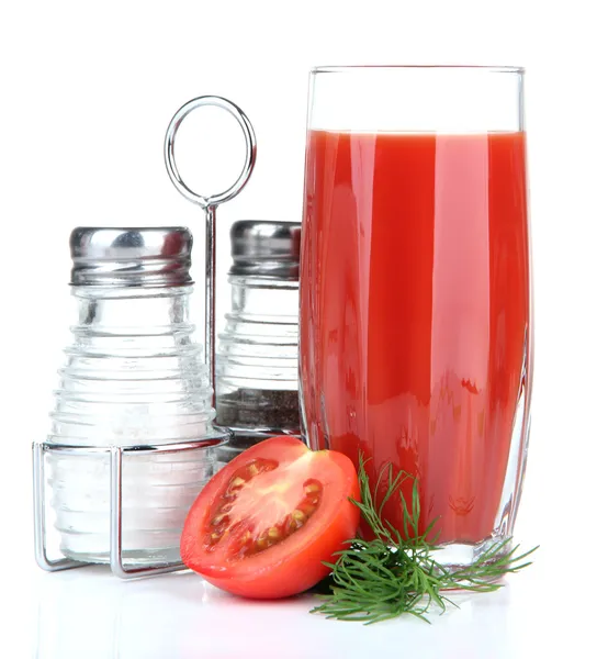 Jugo de tomate en vaso, aislado sobre blanco — Foto de Stock