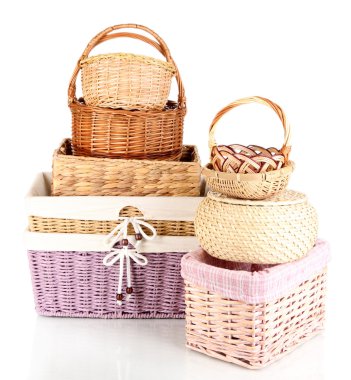 Many different baskets isolated on white clipart