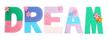 parlak renkli örgü Bahçe beyaz izole ile oluşturulan word rüya