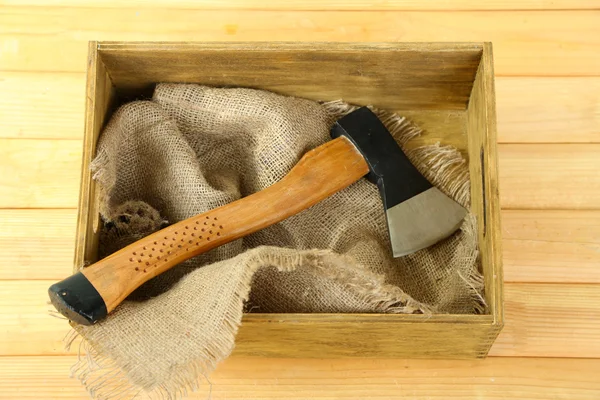 Instrument in wooden box, on color background — Stock Photo, Image