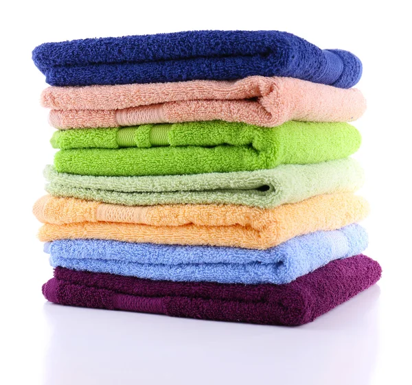 Colorful towels isolated on white — Stock Photo, Image