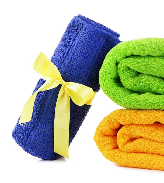 Colorful towels isolated on white — Stock Photo, Image