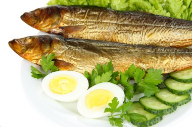 Füme Balık plaka üzerinde kapat