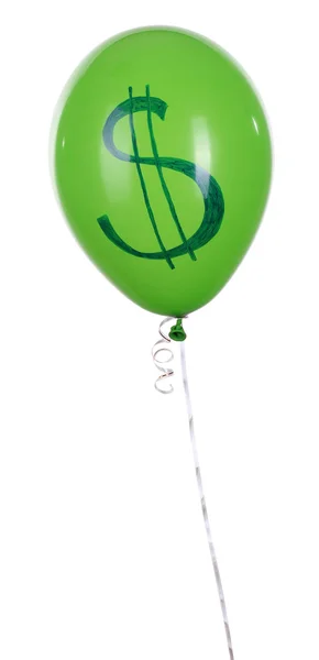 Grön en ballong med visar dollar isolerad på vit — Stockfoto