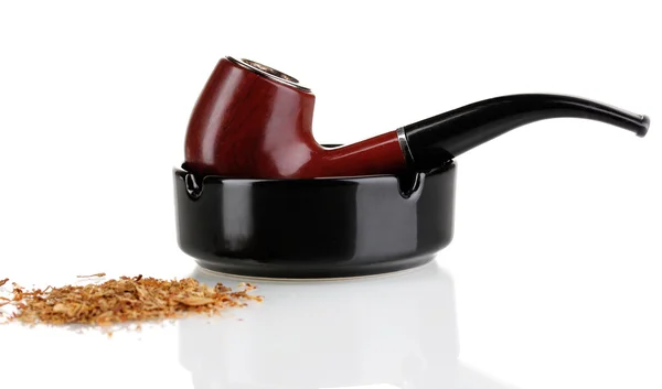 Smoking pipe and tobacco isolated on white — Stock Photo, Image