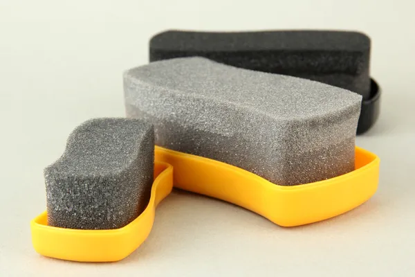 Shoe shine sponges, on color background — Stock Photo, Image