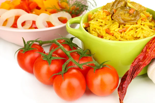 Delicious pilaf with vegetables close up — Stock Photo, Image