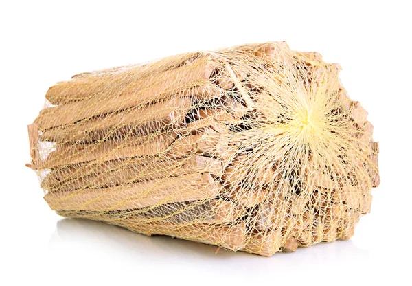 Beyaz izole odun yığını — Stok fotoğraf