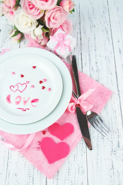 Romantic holiday table setting, close up — Stock Photo, Image