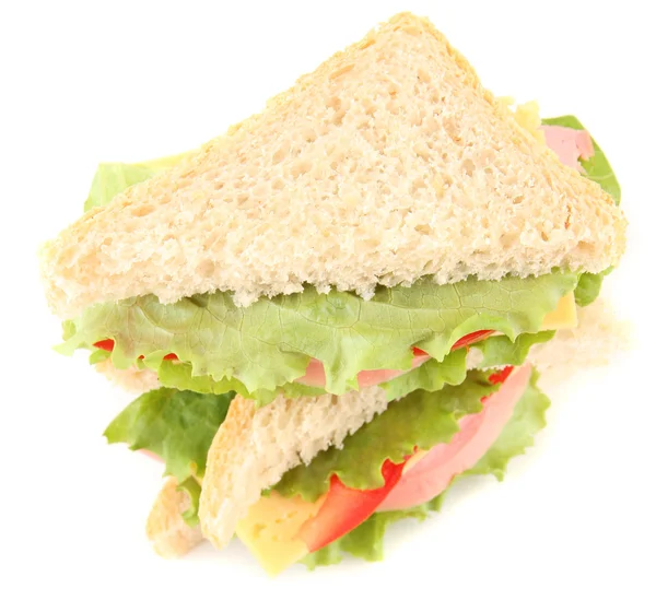 Fresh and tasty sandwiches isolated on white — Stock Photo, Image