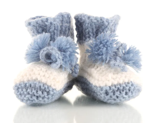 Háčkované botičky pro miminko, izolované na bílém — Stock fotografie
