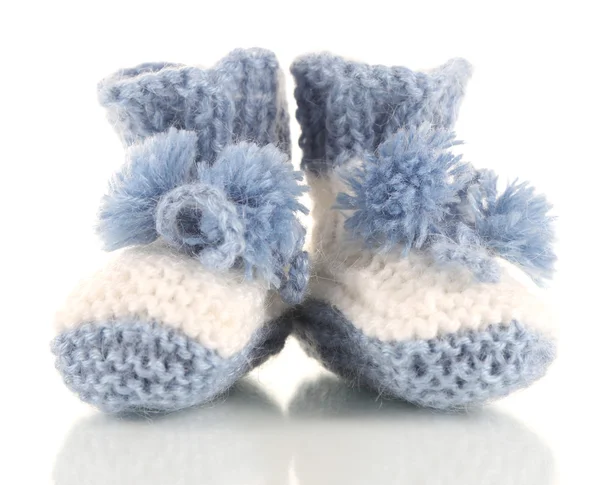 Crocheted booties for baby, isolated on white — Stock Photo, Image