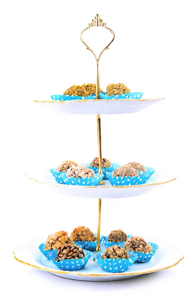 Set van chocolade snoepjes, geïsoleerd op wit — Stockfoto