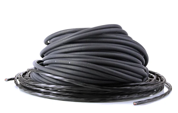 Czarny kabel na białym tle — Zdjęcie stockowe