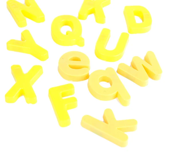 Colorful magnetic letters isolated on white — Stock Photo, Image