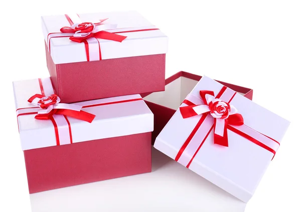 Beautiful gift boxes isolated on white — Stock Photo, Image