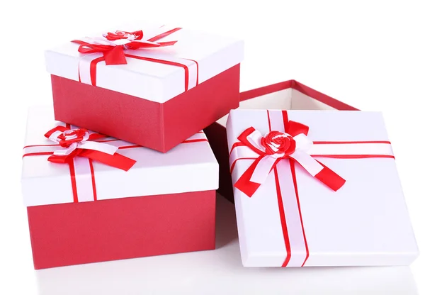 Beautiful gift boxes isolated on white — Stock Photo, Image