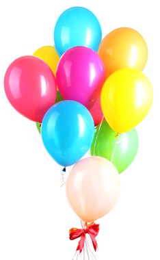 Beyaz üzerinde izole edilmiş renkli balonlar