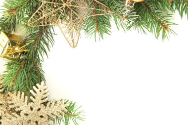 güzel Noel süsleri çam ağacı üzerinde beyaz izole