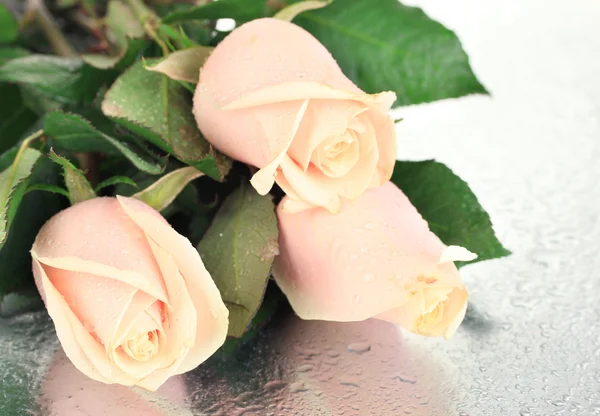 Beautiful bouquet of roses with drops — Stock Photo, Image