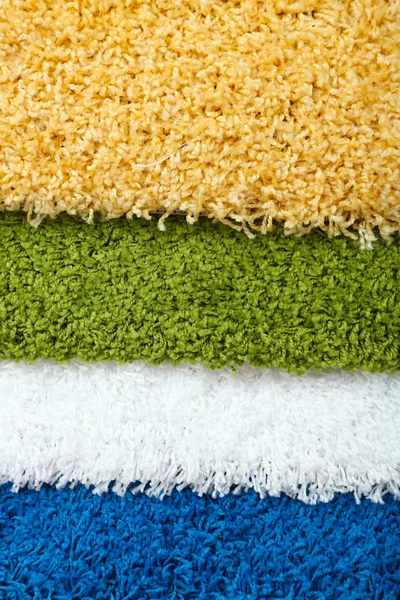 Sok szőnyegek színben Close-Up — Stock Fotó