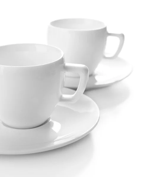 White cups isolated on white — Stock Photo, Image