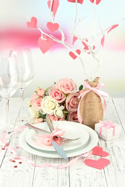 Romantic holiday table setting, close up — Stock Photo, Image