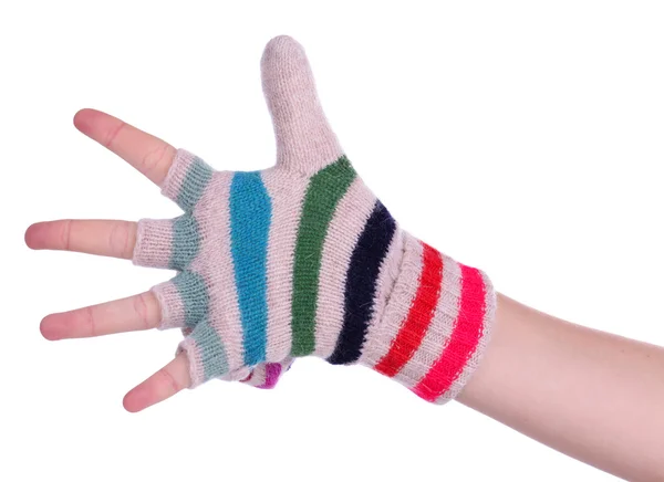 Ženské ruce v palčáky izolovaných na bílém — Stock fotografie