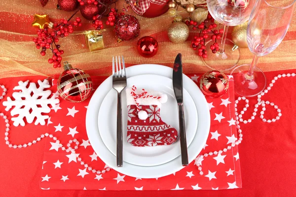 Serving Christmas table close-up — Stock Photo, Image