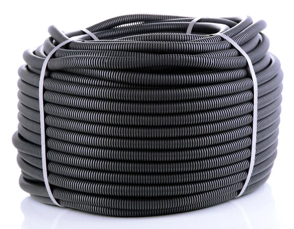 Чорний кабель ізольований на білому — стокове фото