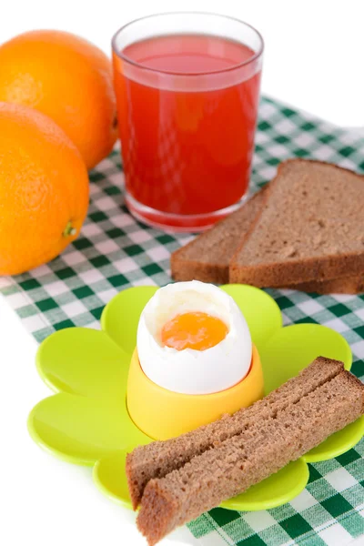 Boiled egg in egg cup on table close-up — Stock Photo, Image