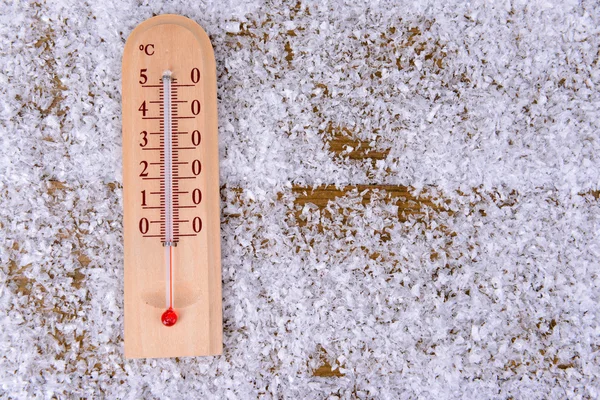 Thermometer im Schnee aus nächster Nähe — Stockfoto