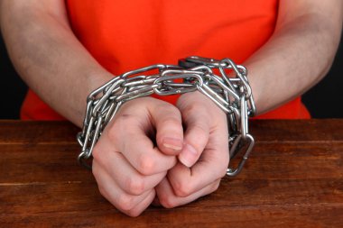 Prisoner in handcuffs close-up clipart