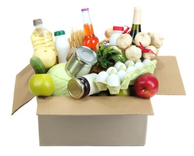 Beyaz izole ürünleri ile kutu