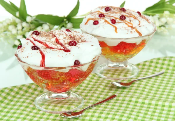 Tasty jelly on table on white background — Stock Photo, Image