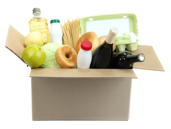 Caja con productos aislados en blanco — Foto de Stock