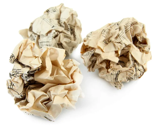 Crumpled paper balls isolated on white — Stock Photo, Image