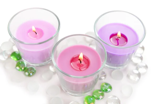 Lindas velas coloridas isoladas em branco — Fotografia de Stock